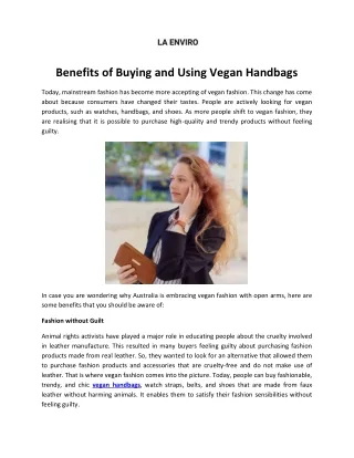 Benefits of Buying and Using Vegan Handbags