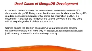Know the Used Cases of MongoDB Development