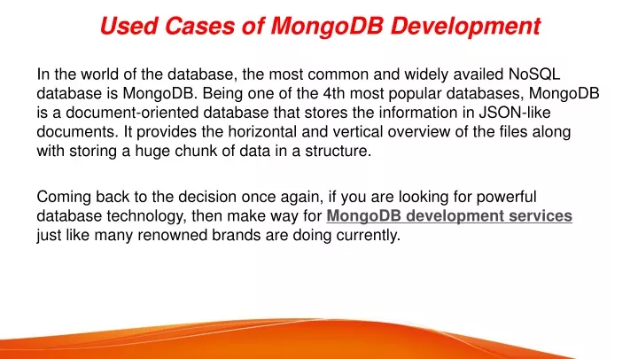 used cases of mongodb development
