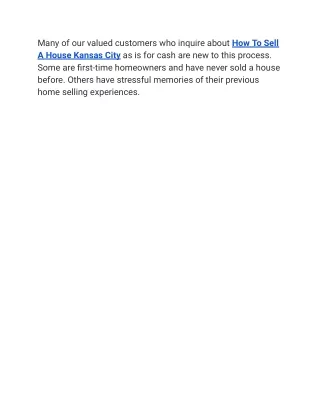 How To Sell A House Kansas City