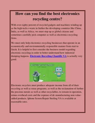 How can you find the best electronics recycling centre