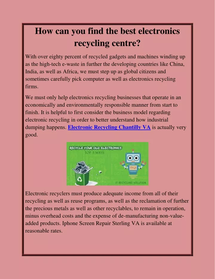 how can you find the best electronics recycling