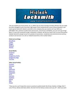 Hialeah Locksmith Services