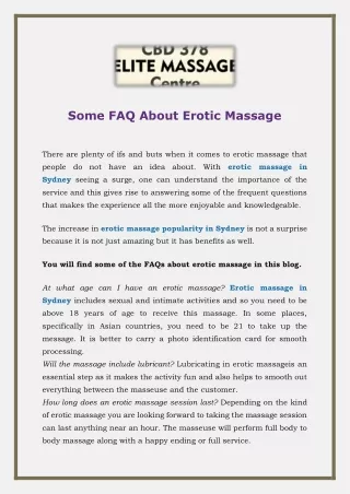 some faq about erotic massage