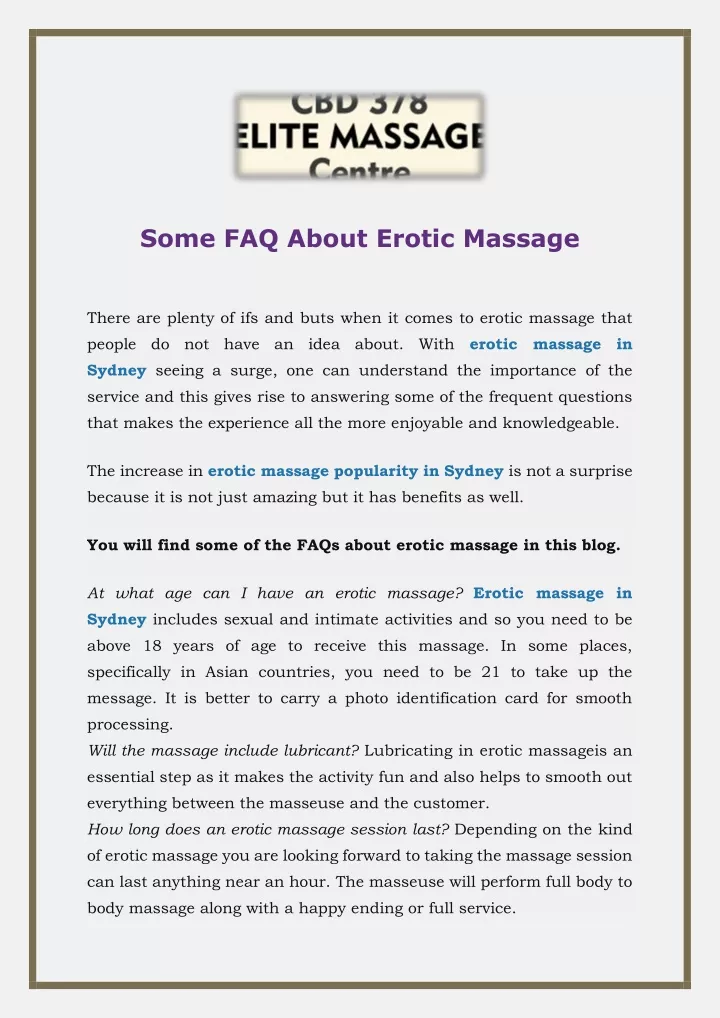 some faq about erotic massage