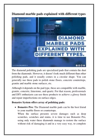 diamond marble pads explained with different types