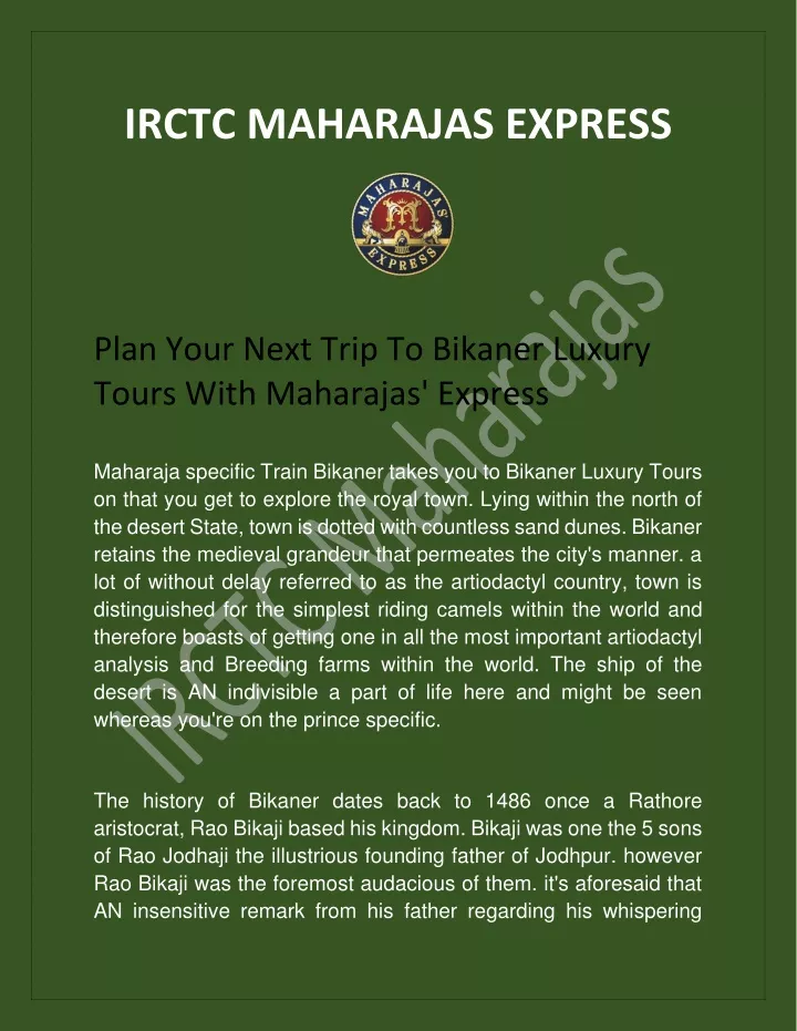 irctc maharajas express