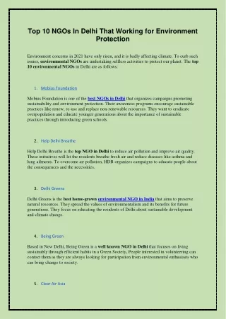 top 10 ngos in delhi that working for environment