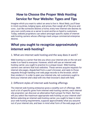 how to choose the proper web hosting service
