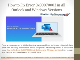 How to Fix Error 0x80070003 in All Outlook and Windows Versions