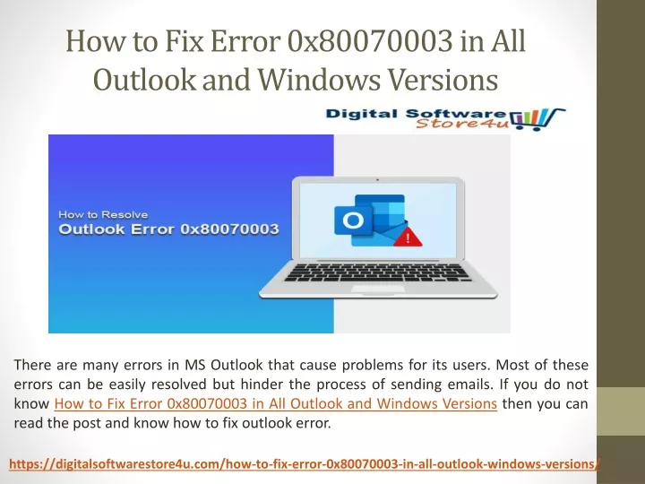 how to fix error 0x80070003 in all outlook and windows versions