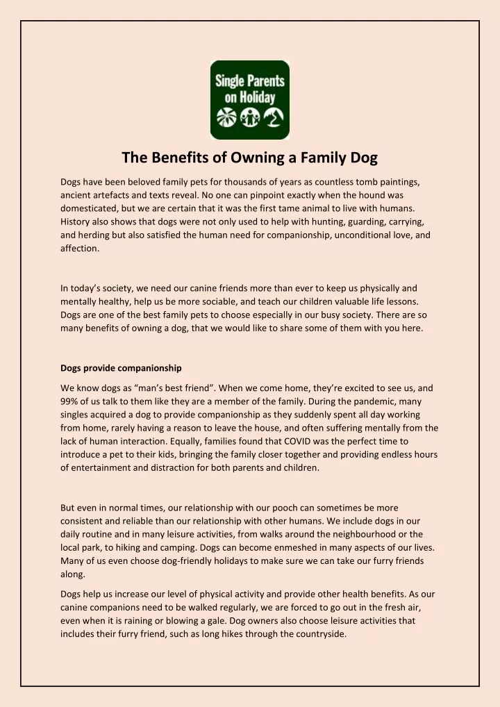 the benefits of owning a family dog