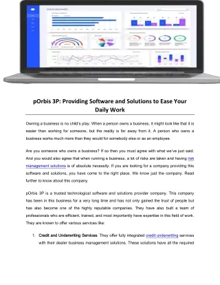 pOrbis 3P-Providing Software and Solutions to Ease Your Daily Work