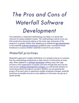 the pros and cons of waterfall software