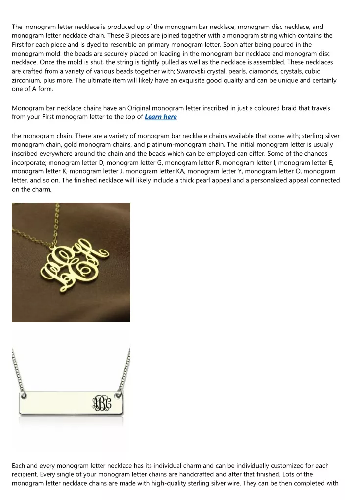 the monogram letter necklace is produced