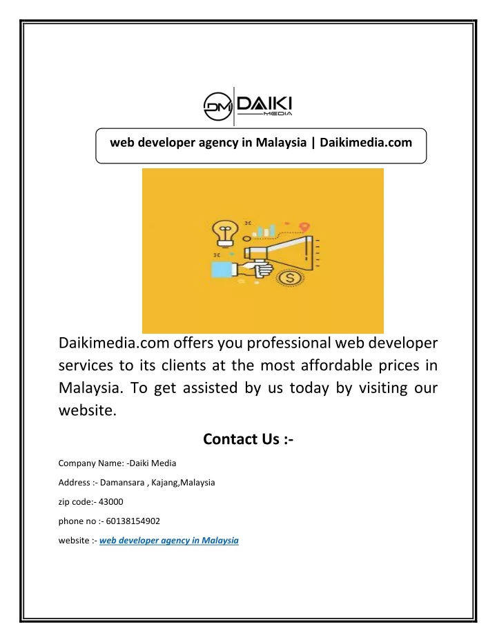web developer agency in malaysia daikimedia com