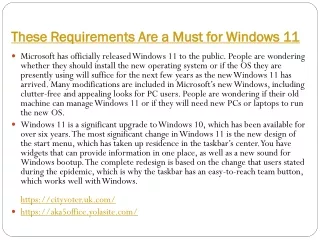 these requirements are a must for windows 11