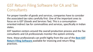 GST Return Filing Software for CA and Tax Consultants