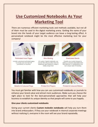 use customized notebooks as your marketing tool