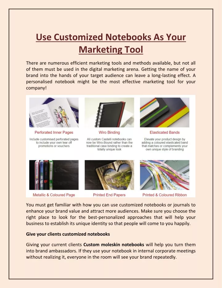 use customized notebooks as your marketing tool