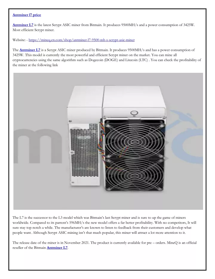 antminer l7 price antminer l7 is the latest