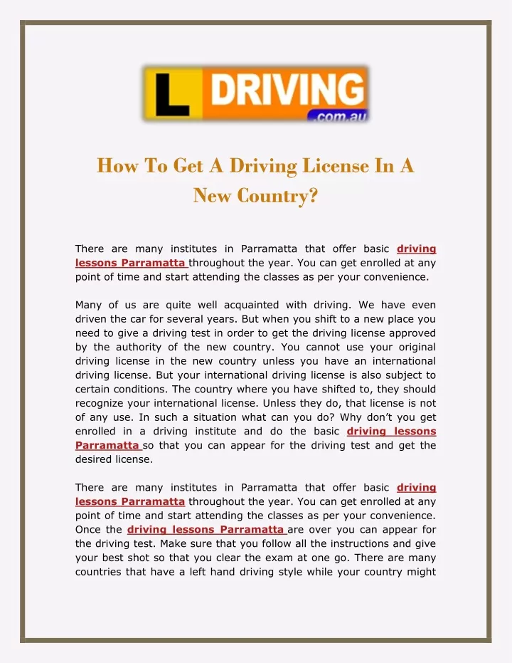 how to get a driving license in a new country