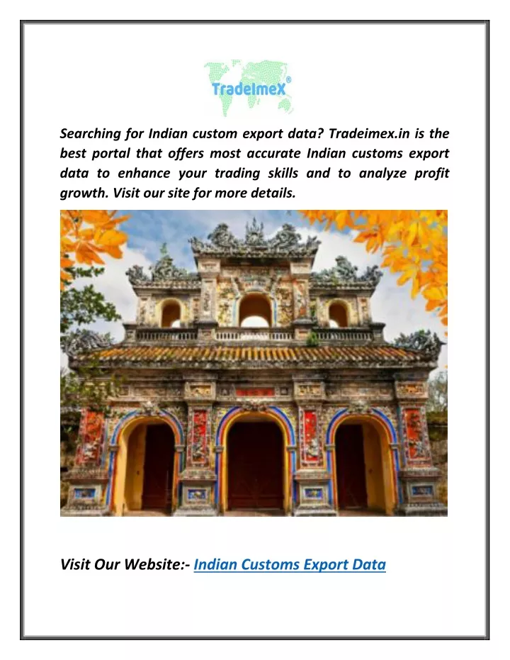 searching for indian custom export data tradeimex