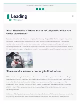 What Should I Do If I Have Shares in Companies Which Are Under Liquidation?