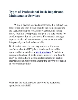 Deck Services