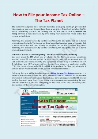 How to File your Income Tax Online – The Tax Planet