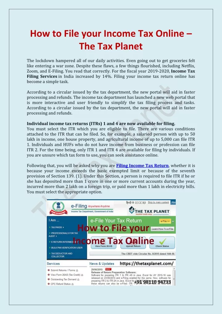 how to file your income tax online the tax planet