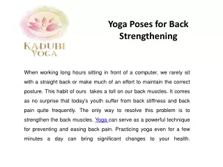 Yoga Poses for Back Strengthening