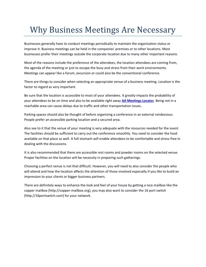 why business meetings are necessary