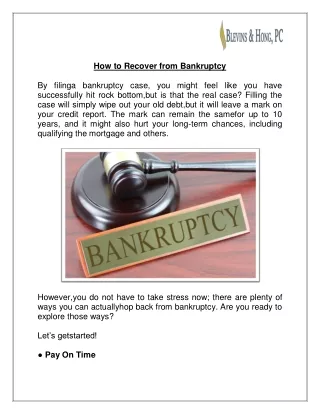 How to Recover from Bankruptcy