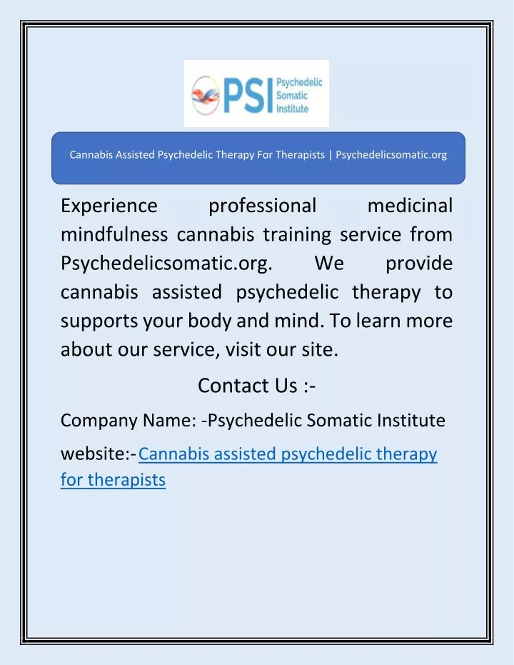 cannabis assisted psychedelic therapy