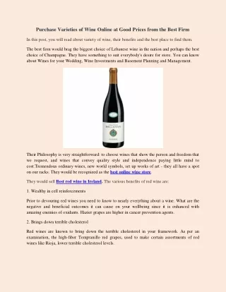 Purchase Varieties of Wine Online at Good Prices from the Best Firm