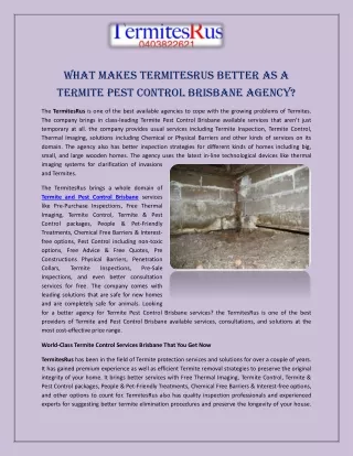 What Makes TermitesRus Better as a Termite Pest Control Brisbane Agency
