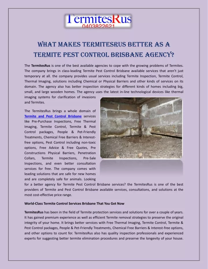what makes termitesrus better as a termite pest
