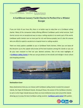 A Caribbean Luxury Yacht Charter Is Perfect For a Winter Escape