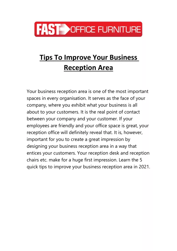 tips to improve your business reception area