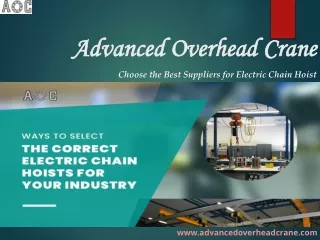 Ways to Select the Correct Electric Chain Hoists for Your Industry