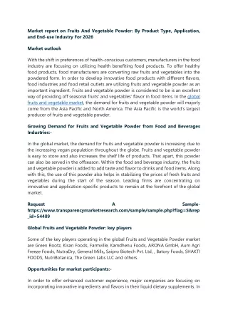 market report on fruits and vegetable powder