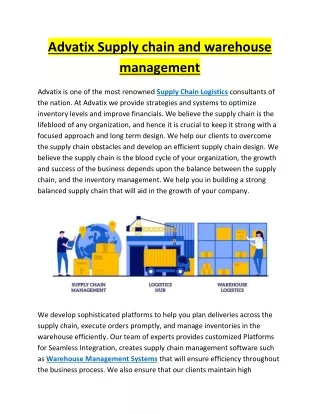advatix supply chain and warehouse management