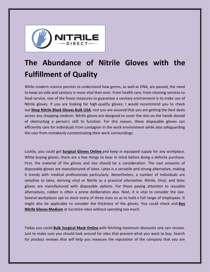 the abundance of nitrile gloves with