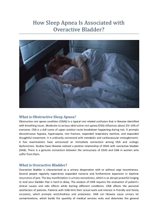how sleep apnea is associated with overactive
