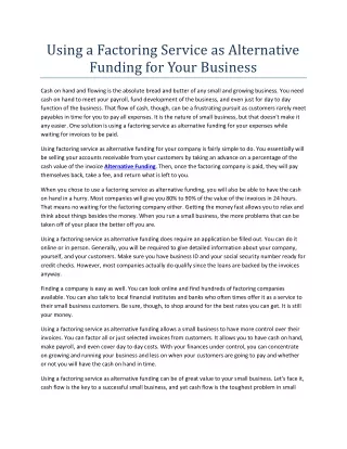 using a factoring service as alternative funding