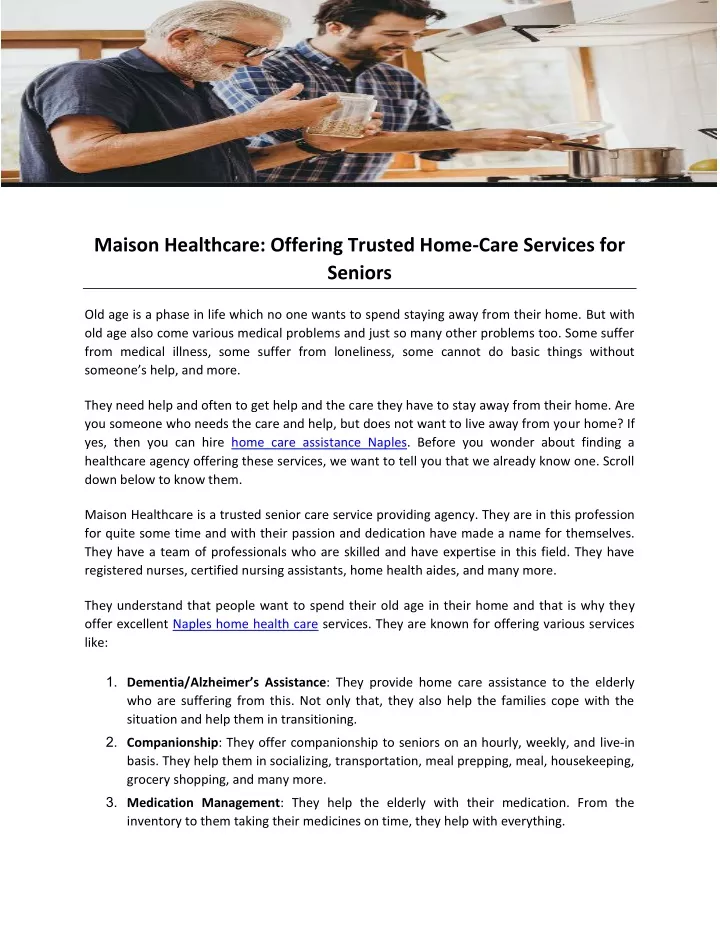 maison healthcare offering trusted home care