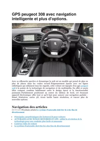 Peugeot 308 avec GPS de navigation intelligente