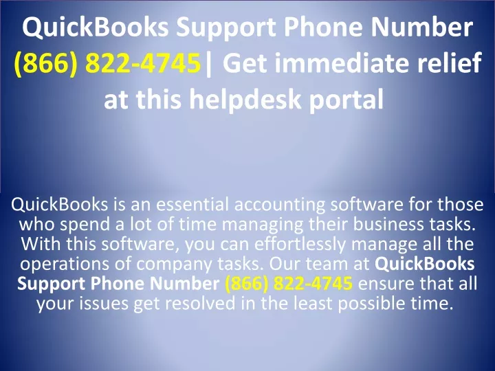 quickbooks support phone number 866 822 4745 get immediate relief at this helpdesk portal