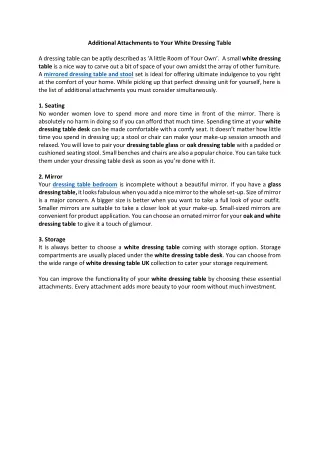 additional attachments to your white dressing